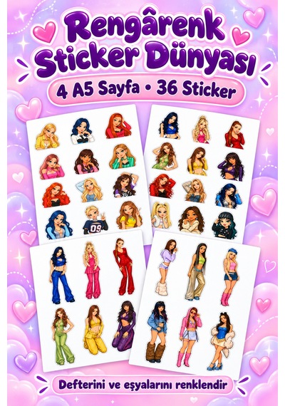 Manifest Temalı Sticker Seti 4 A5 Sayfa 36 Adet Defter Laptop Telefon İçin Dekoratif Çıkartma Çok Renkli