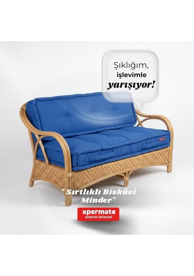 2'li Yer Minderi 60x120x14 Cm Palet Minderi, Bahçe Minderi, Oturma Minderi, Balkon Takımı Minderi Mavi Diğer