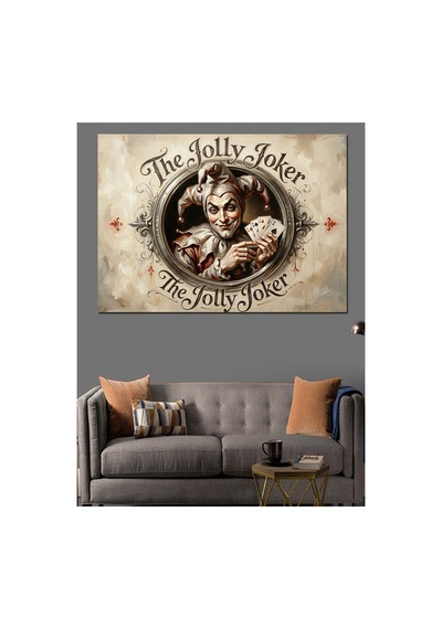 The Jolly Joker Klasik Amblem Yağlı Boya Dokulu Kanvas Tablo Canvas Tablosu