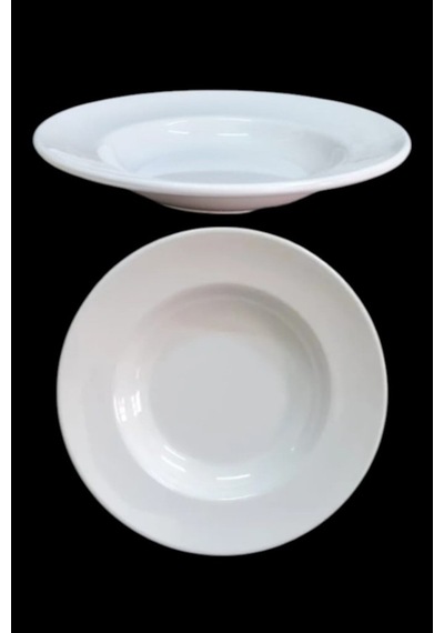 12 Adet %100 Kırılmaz Melamin Çukur Yemek Tabağı 21 Cm Ev Lokanta Tipi Porsiyon Sulu Yemek Haşlama Beyaz