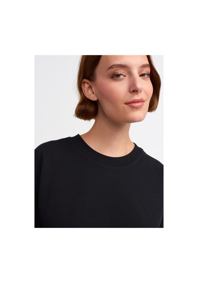 Dilvin 30312 Dekoratif Dikişli Bisiklet Yaka Tshirt Açık Sarı