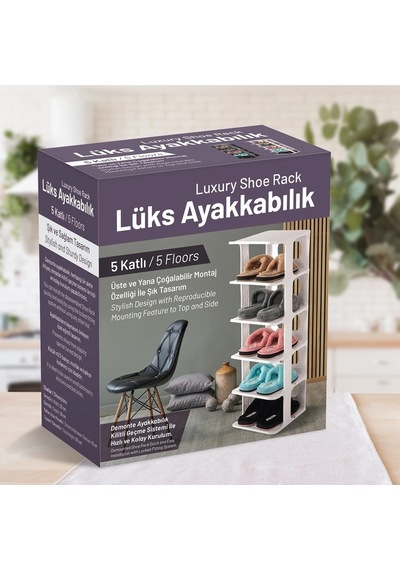 5 Katlı Pratik Ayakkabılık - Ayakkabı Rafı 5468 Çok Renkli