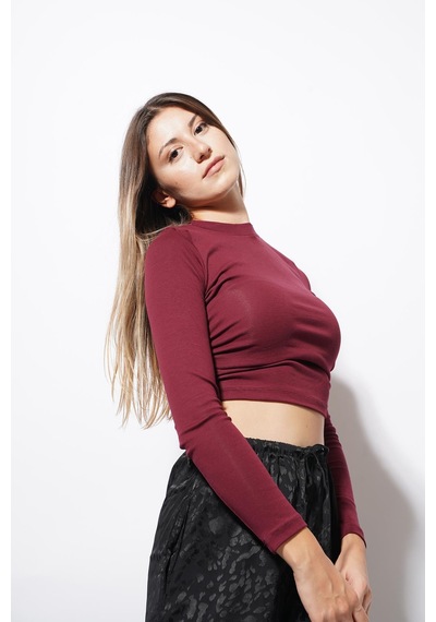 Ckm Moda Angle Yan Büzgülü Body Bordo