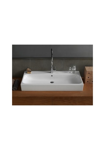 Etajerli 100 Cm Boyutunda Turkuaz Seramik Lavabo 508 Yeşil