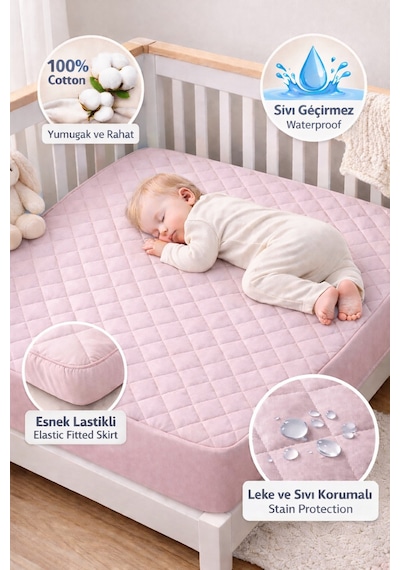 Formeya Pamuk Kapitone Fitted Sıvı Geçirmez Bebek Çocuk Alezi