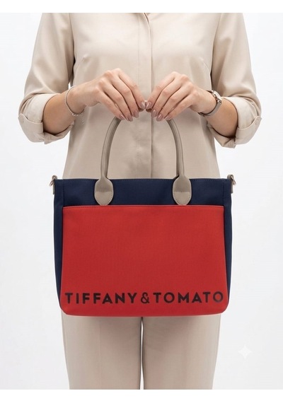 Tiffany & Tomato Tiffany Tomato Kadın El & Omuz Çantası Fermuarlı Astarlı Ve İç Bölmeli Lacivert
