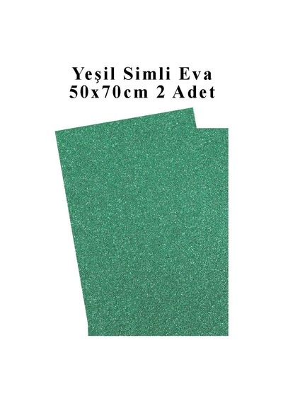 Yeşil Simli Eva 50x70 Cm 2 Adet Simli Eva Süngeri Okul Kreş Anasınıfı Elişi Etkinlikleri