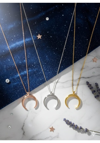 925 Ayar Papatya Silver Ay Kolye Gümüş