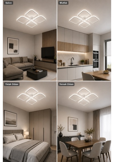 Nuvo Led Plafonyer Avize 3 Renk Kumandalı Beyaz