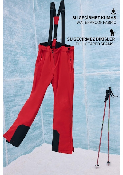 Defacto Regular Fit Fermuarlı Su Geçirmez Kayak Pantolonu D0011ax25wnrd296 Kırmızı-rd296