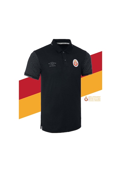 Gsstore Galatasaray Lisanslı Polo Yaka Siyah Spor T-shirt Siyah