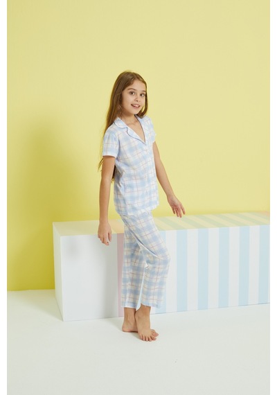 Siyah İnci Örme Düğmeli Pijama Takım 24108025 Çok Renkli