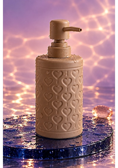 Rosıe Vizon Kabartma Kalp Desenli Yuvarlak Seramik Sıvı Sabunluk 350 Ml Karışık