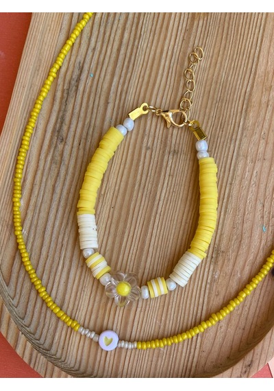 Paytak Moda Papatya Deniz Yıldızı Renkli Fimo Kolye Bileklik Takı Seti Hhtkfm