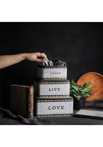 Mosaic Desenli Kare Saklama Kabı 3 Lü Set Çok Renkli