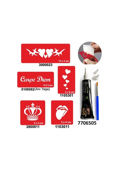 Hint Kınası Ve Şablonla Geçici Dövme Yapma Seti Set 32