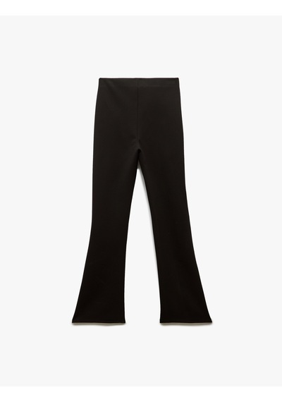 Koton Slim Fit Nervürlü İspanyol Paça Pantolon Siyah 5sak40102ek Siyah