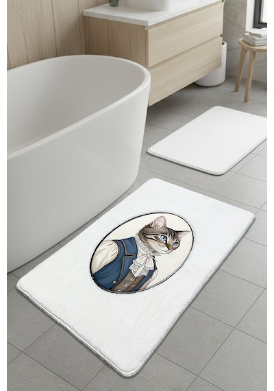 Modcat Ekru 2li Nakışlı Banyo Paspası ,kaymaz Tabanlı 60x100 50x60 Cm Ekru-ikili