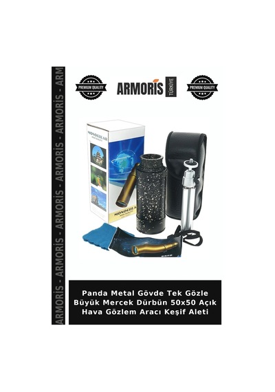Panda Metal Gövde Tek Gözle Büyük Mercek Dürbün 50x50 Açık Hava Gözlem Aracı Keşif Aleti