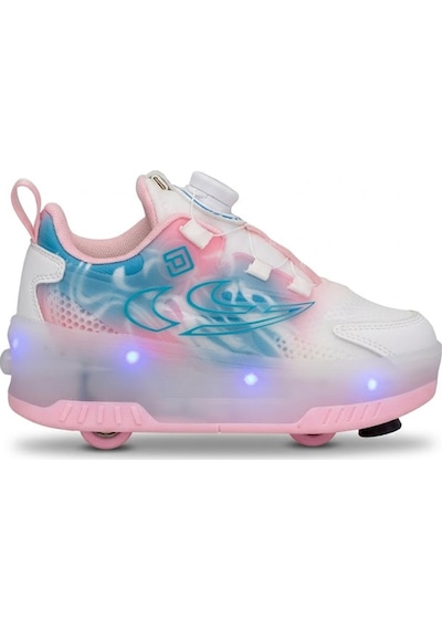 Pepino Kız Çocuk Şarj Edilebilir 16 Mod Rgb Led Işıklı Tekerlekli Paten Ayakkabı Bas-çek Butonlu Beyaz - Pembe Beyaz - Pembe