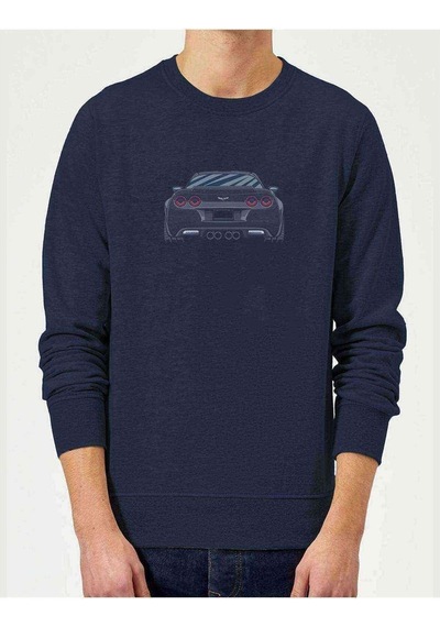 Corvette C6 Zr6X Baskılı Indigo Mavi Lacivert Erkek Örme Sweat