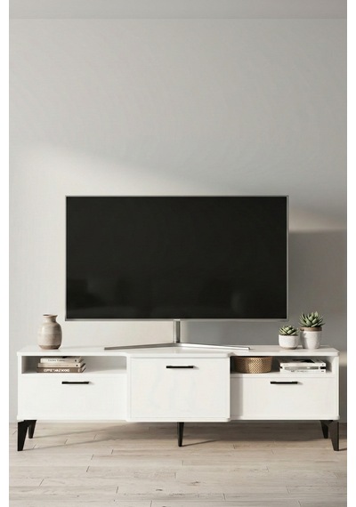 Mistral Tv Sehpası Metalik Beyaz 160x40 Cm
