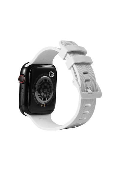 Ekılıf - Apple Uyumlu  Watch 7 45mm - Kordon Silikon Kordon Krd-23 - Beyaz