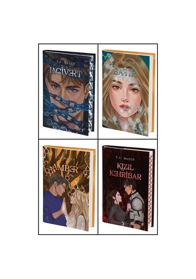 Lacivert-Safir-Amber-Kızıl Kehribar 4 Kitap Ciltli Set - T. Y. Mazer