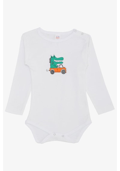 Breeze Erkek Bebek Çıtçıtlı Zıbın Body Şoför Timsahcık Baskılı 9 Ay-3 Yaş, Ekru-ekru Ekru