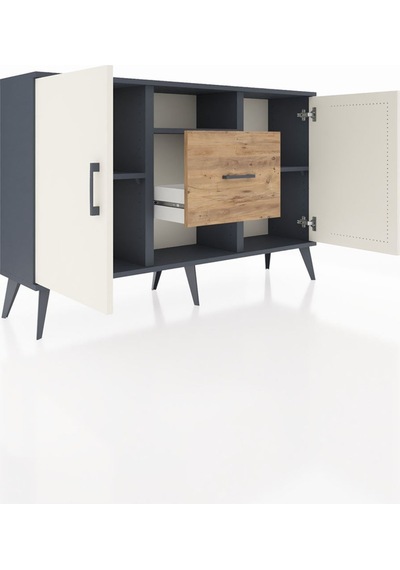 Arges Konsol 3 Raflı Tek Çekmeceli 2 Kapaklı 132x30x83 Antrasit-aytaşı/çam Aytaşı/çam Arges Konsol 3 Raflı Tek Çekmeceli 2 Kapaklı 132x30x83 Antrasit-aytaşı/çam Aytaşı/çam