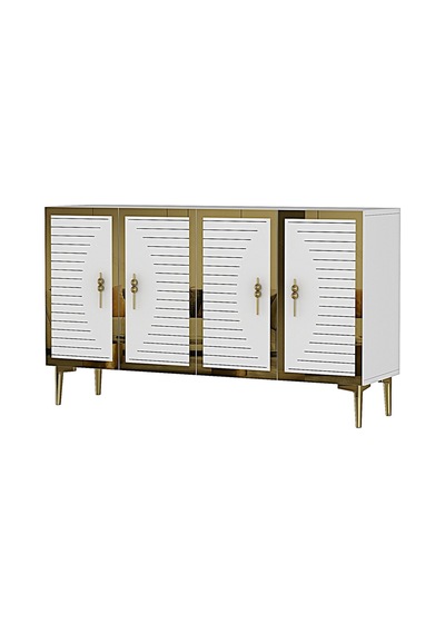Ka1207bg Tuna120 Konsol, Kahve Köşesi Ve Tv Sehpası Beyaz-gold 120cm Beyaz-gold