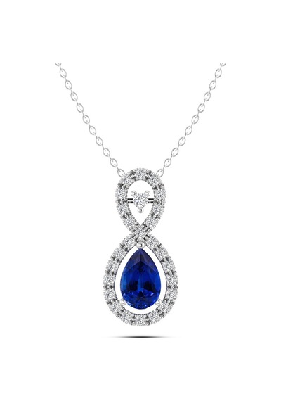 Pırlantalı Safir Sonsuzluk Kolye