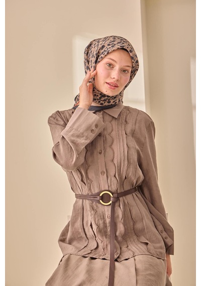 Silk Home Aura Eşarp 140005-04 Koyu Lacivert, Vizon, Kiremit