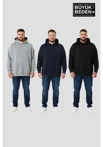 Süperlife Erkek Büyük Beden 3 Lü Set Kollar Ve Etek Ribanalı İnce Kapşonlu Swatshırt Spr26bsw957+3 Gri - Siyah Süperlife Erkek Büyük Beden 3 Lü Set Kollar Ve Etek Ribanalı İnce Kapşonlu Swatshırt Spr26bsw957+3 Gri - Siyah