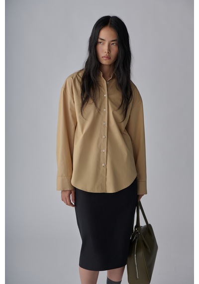 Suud Collection Camel Page Oversize Gömlek