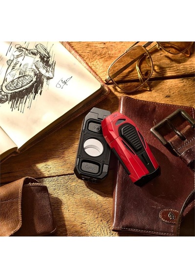 Colibri Boss Üçlü Jet Çakmak Puro Çakmağı Kesicili Siyah