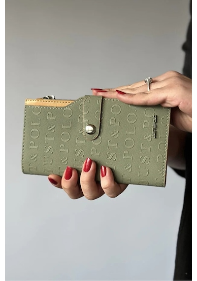 Just Polo Kadın 20 Kart Bölmeli Fermuarlı Ve Kapaklı Cüzdan Shopper Yeşil