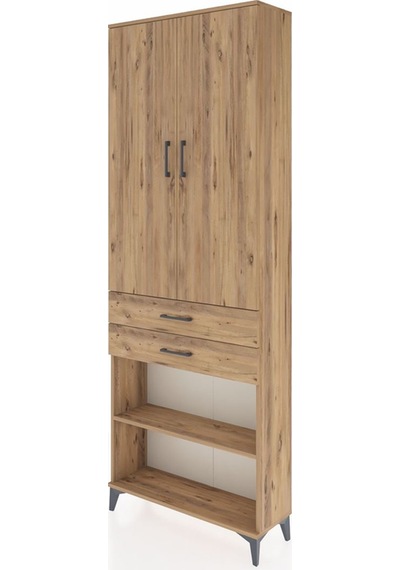 Arges Dolap 5 Raflı 2 Çekmeceli 2 Kapaklı 88x30x243 Çam-çam Çam