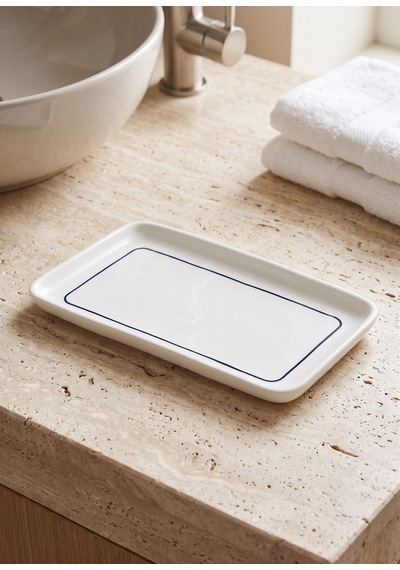 The Mia Pure Banyo Tepsisi Mavi Beyaz 27x15x3 Cm