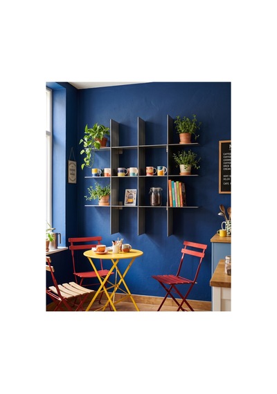 Dizör Grid Duvar Rafı 304 Paslanmaz Çelik, Fırçalı, 4 Katlı 16 Raf Panelli Duvar Rafı 80 X 95 Cm Gümüş