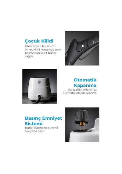 Pirantech CB-103A 2000 W Güçlü Buharlı Temizlik Makinesi Ev Tipi Kimyasalsız Hijyen
