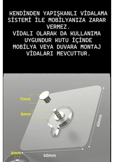 Lexroo Y Tipi Mobilyaya Kendinden Yapışkanlı Led Lcd Plazma Tv Televizyon Askısı Sabitleme Çoçuk