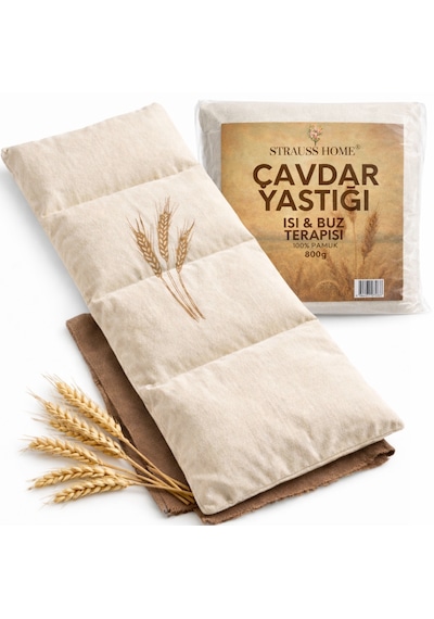 Strauss Home Çavdar Yastığı 800g Çıkarılabilir & Yıkanabilir Kılıf %100 Doğal Çavdar Dolgu Isı Ve Soğuk Terapisi Ekru