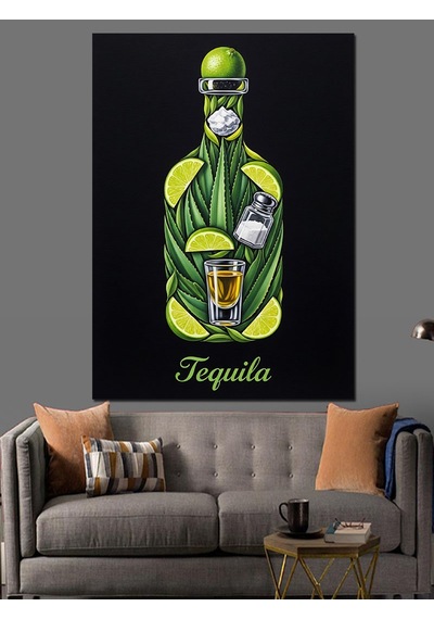 Ahşap Tablo Tequila İçeceği Kaktüs Yeşil Dekoratif Tablolar