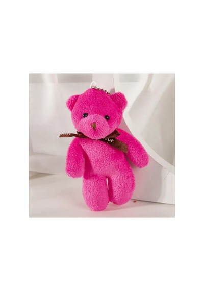 Peluş Tasarım Anahtarlık Aksesuar Ayıcık Hediyelik Anahtarlık Fuşya Pembe Pembe