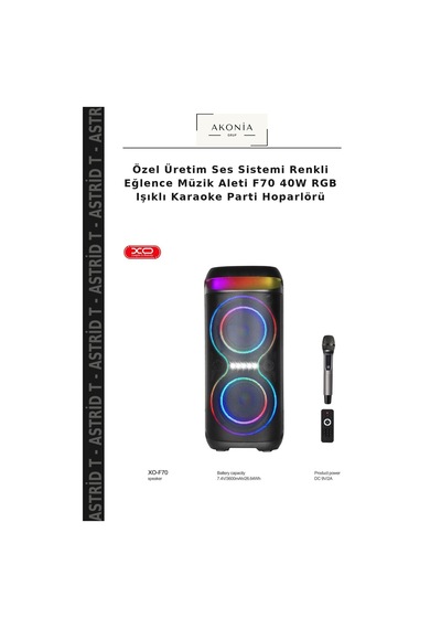Özel Üretim Ses Sistemi Renkli Eğlence Müzik Aleti F70 40w Rgb Işıklı Karaoke Parti Hoparlörü