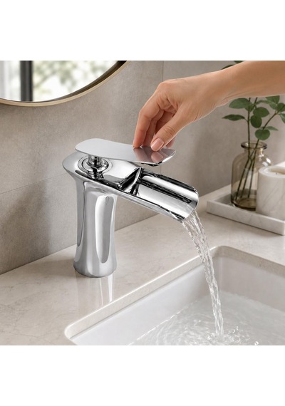 Edge Kısa Lavabo Bataryası Parlak Krom