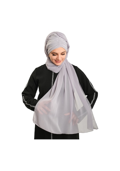 Hürrem Bone Gri Pratik Hazır Geçmeli Bone Şal Şifon Drapeli 2507 15 gri