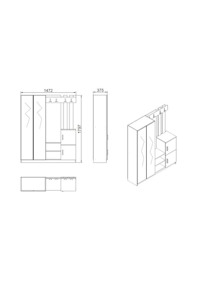 Robinhome Robin Home Benjamin Vestiyer Portmanto Ayakkabılık Çam-Beyaz