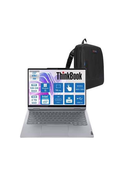 Lenovo ThinkBook 14 2-in-1 G5 IAU 21SQ002TTXP60 Ultra 7 255U 128 GB 2 TB SSD 14" W11P Dizüstü Bilgisayar + Zetta Çanta
